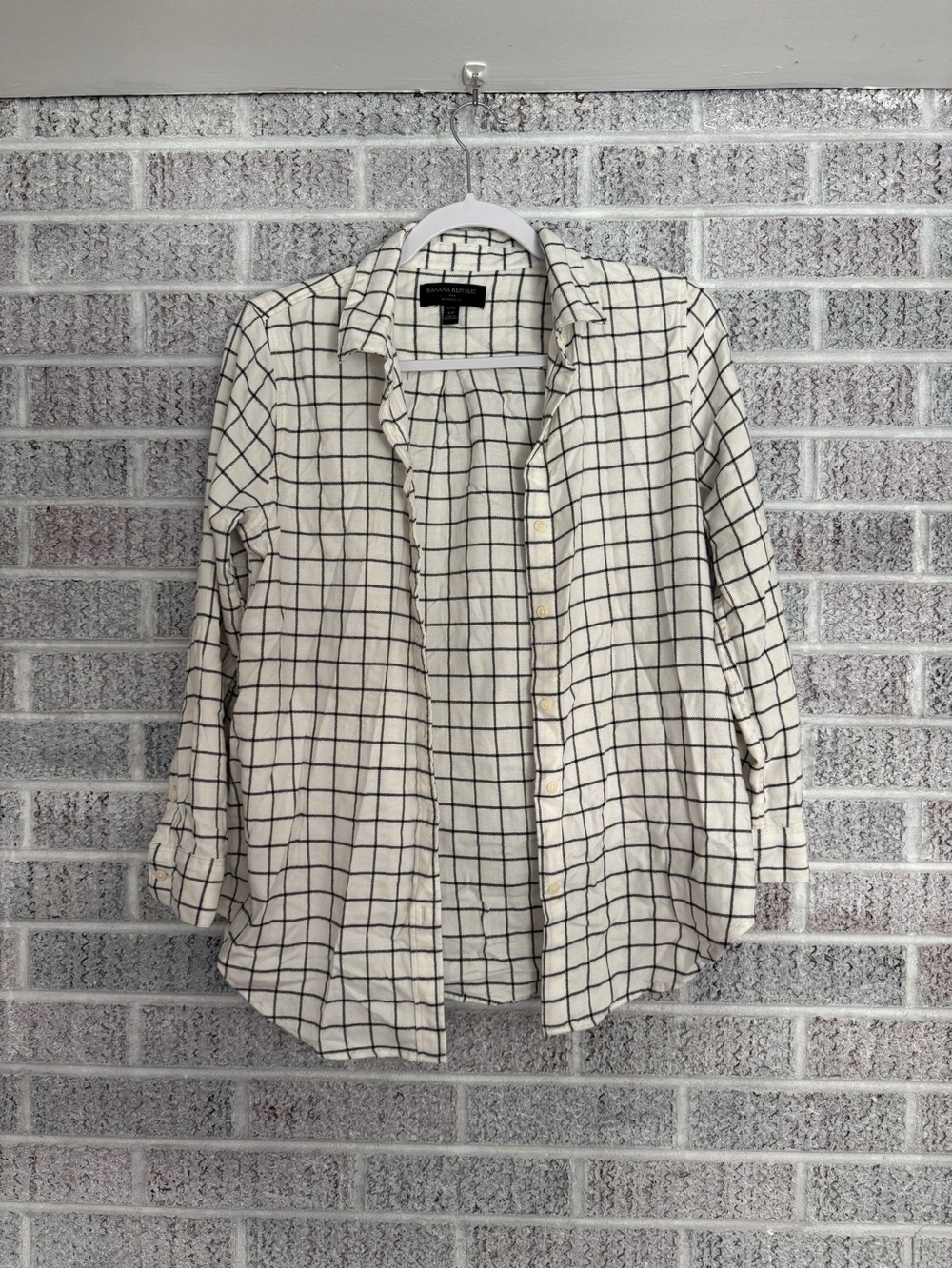 Classic Ivory Windowpane Button-Up Shirt